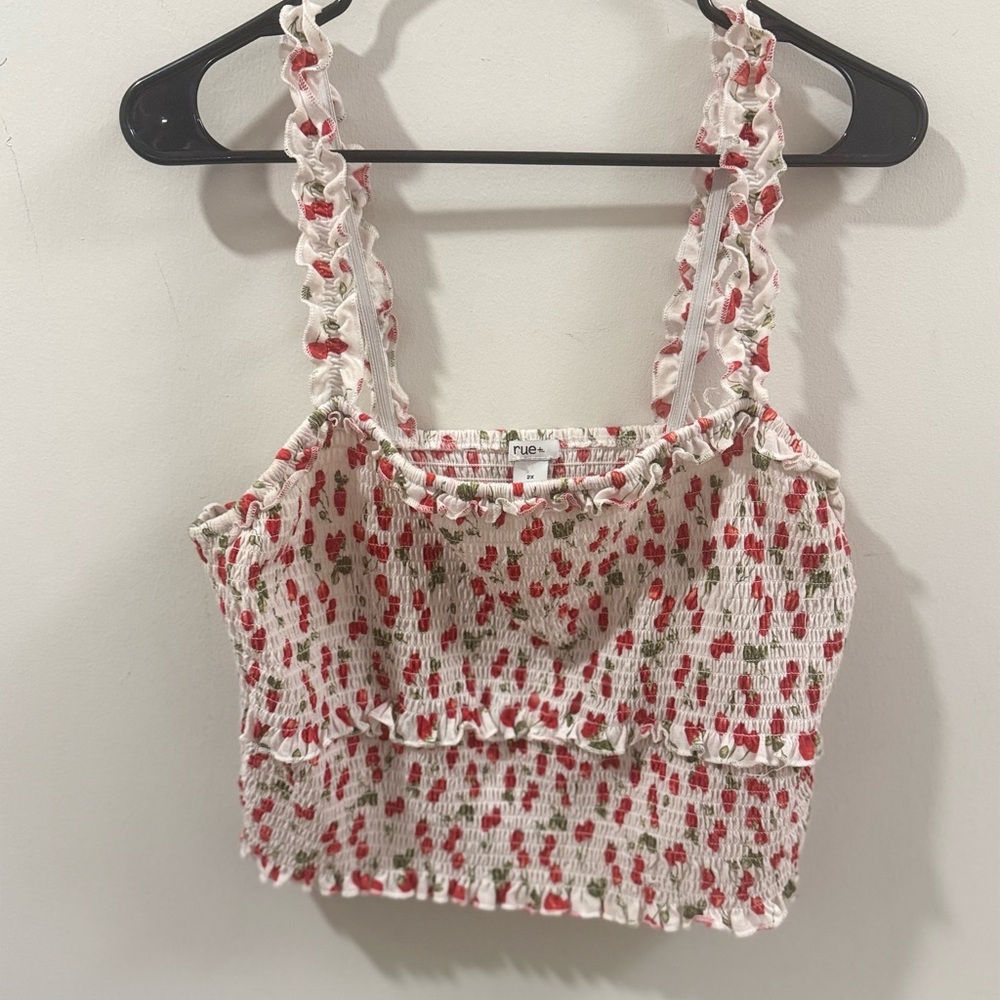 Rue21 Red Floral Smocked Crop Top